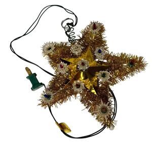 Vintage Star Christmas Tree Tinsel Topper Lighted MCM 8" Needs Fixed - HBN